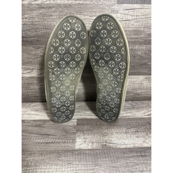 Tory Burch Mitch Beige Gold Suede Metallic Leather Sneaker Women's Sz 11 M - Picture 12 of 15